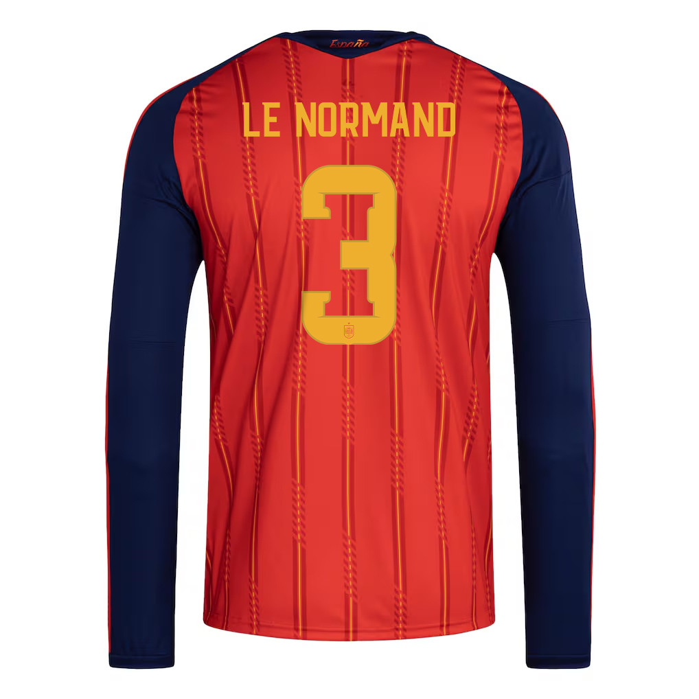 Robin Le Normand 3 Spain National Team 2026 Home Long Sleeve Jersey - Red - Jersey Teams