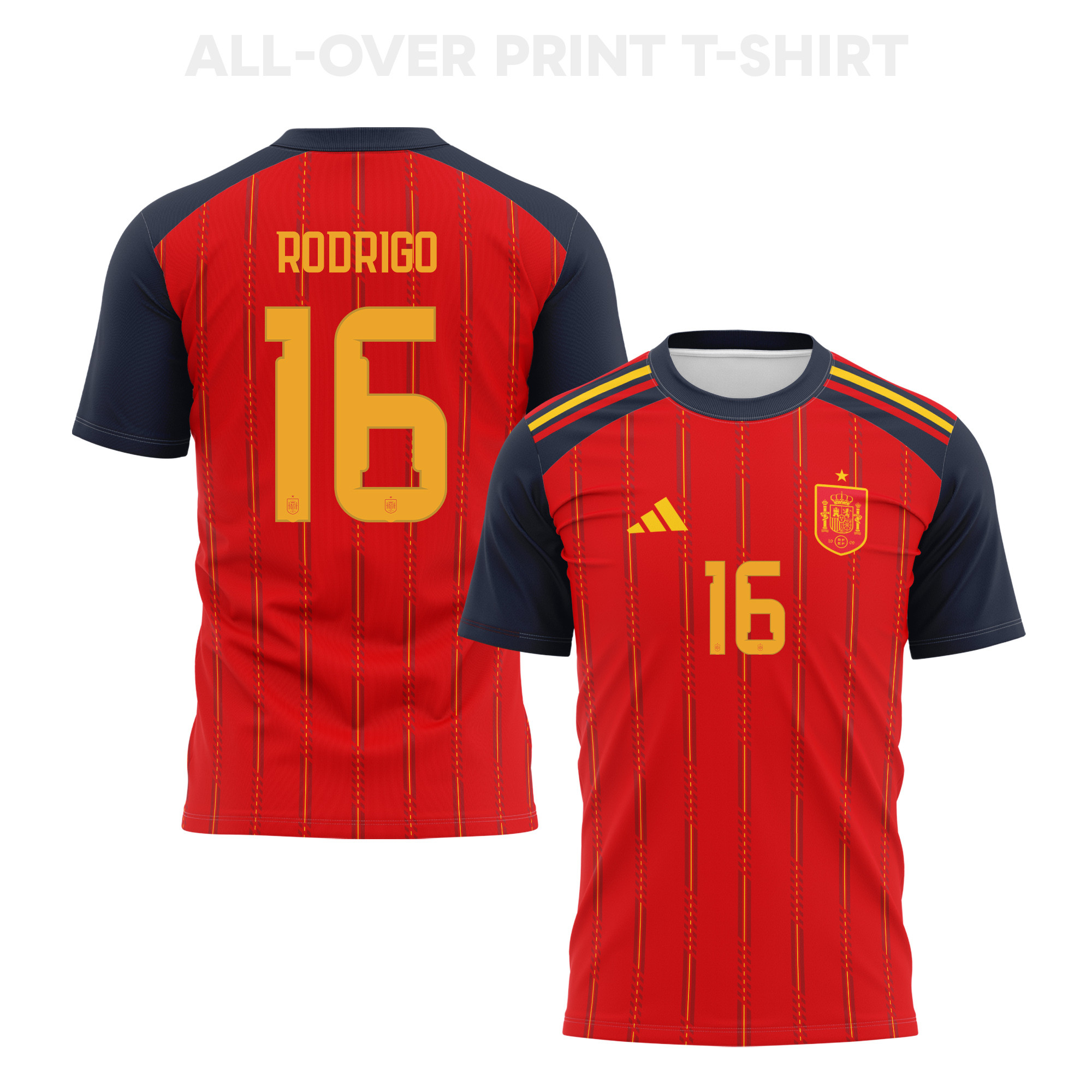 Rodri 16 Spain 2026 Home 3D T-Shirt Fully Printed – Unisex, Red - Jersey Teams