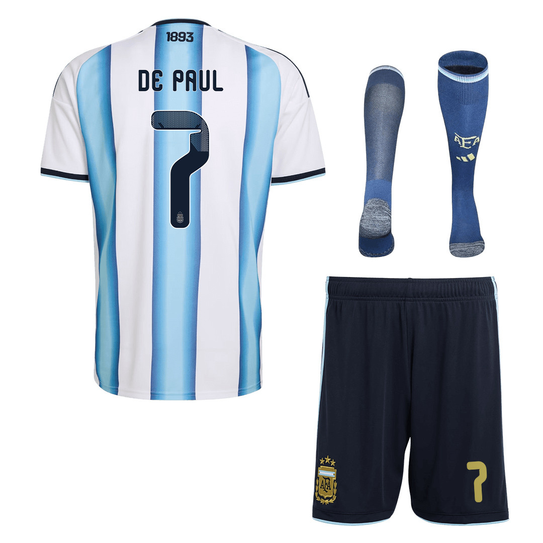 Rodrigo De Paul 7 Argentina 2026 Home Men Kit Set – White - Jersey Teams