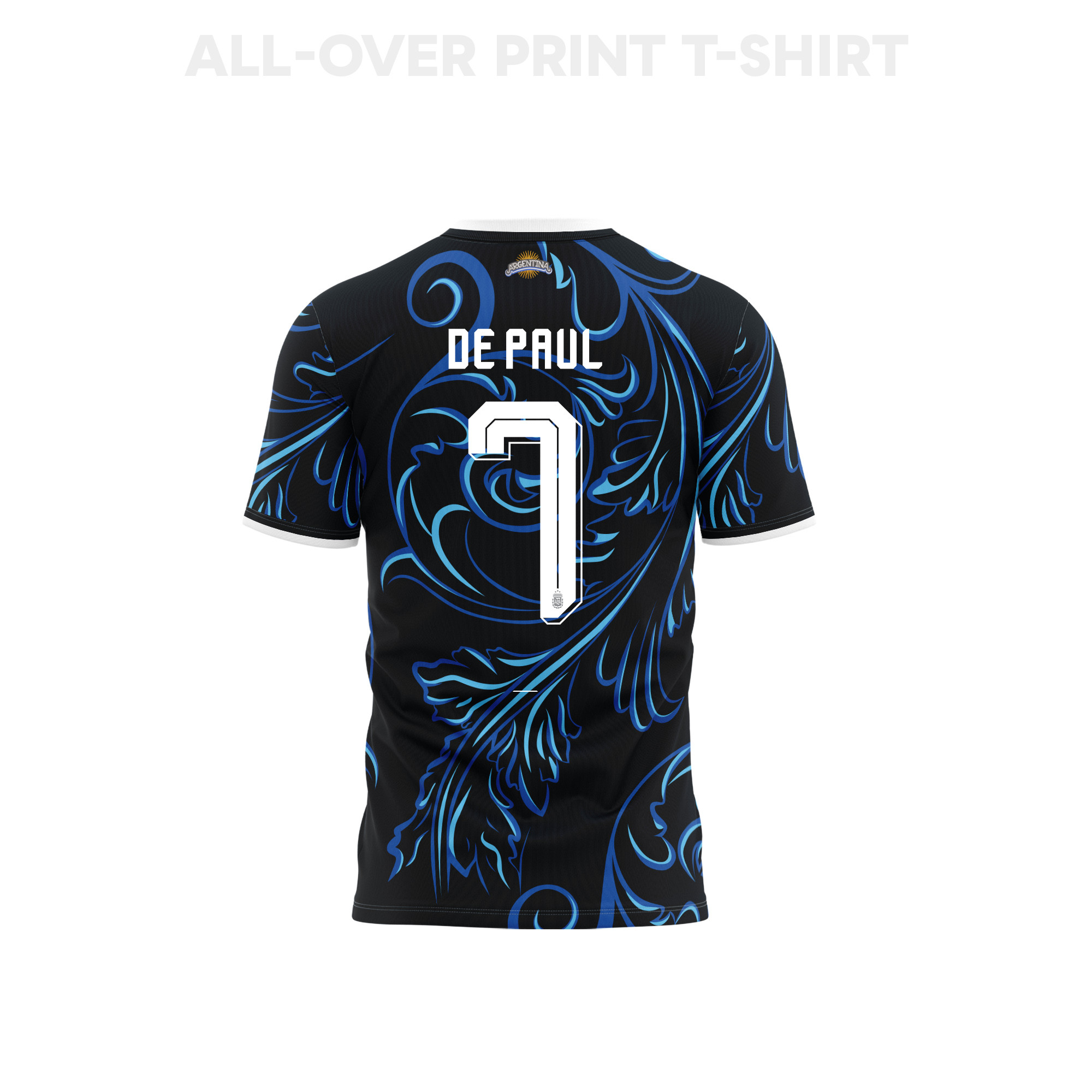 Rodrigo De Paul 7 Youth Argentina 2026 Away 3D T-shirt Fully Printed – Black - Jersey Teams