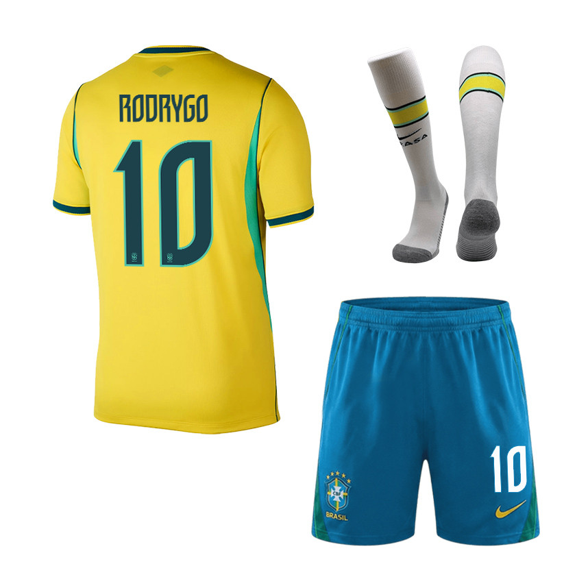 Rodrygo 10 Brazil 2026 Home Men Kit Set – Yellow - Jersey Teams