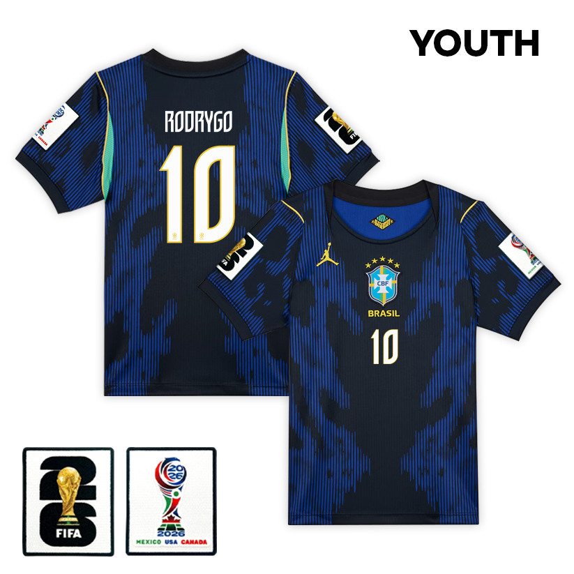 Rodrygo 10 Brazil National Team 2026 Youth Away Jersey – Blue – Jersey Teams