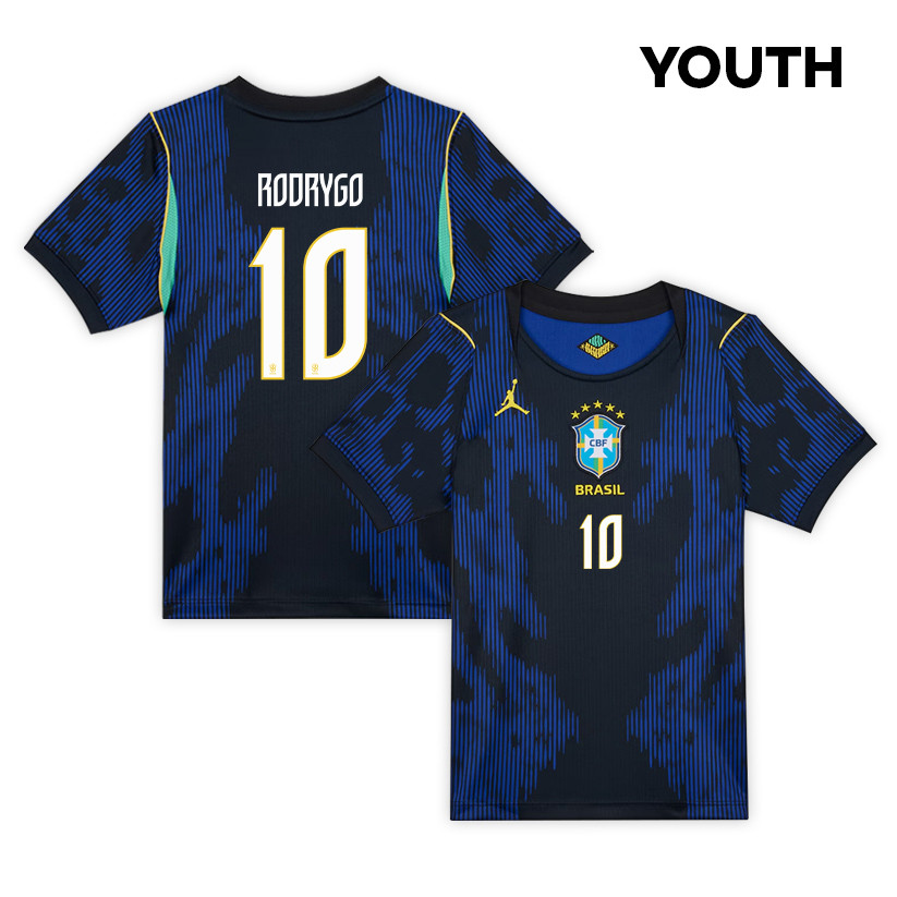 Rodrygo 10 Brazil National Team 2026 Youth Away Jersey - Blue - Jersey Teams