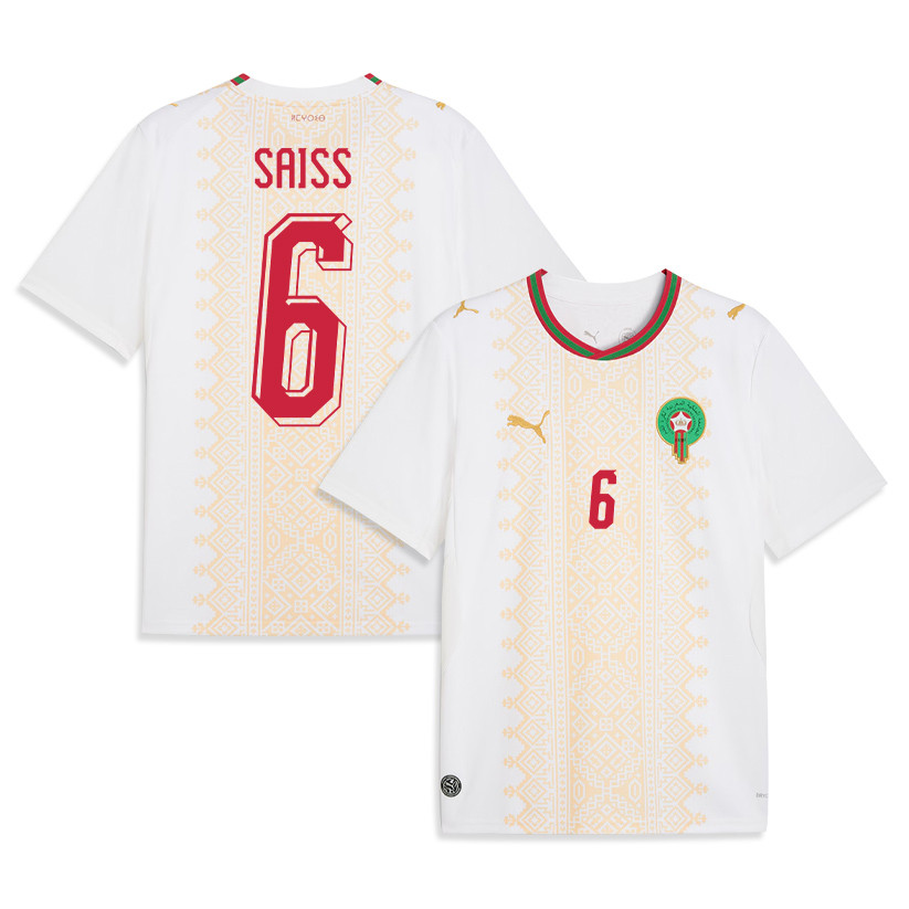 Romain Saïss 6 Morocco National Team 2026 Away Jersey - White, Men - Jersey Teams