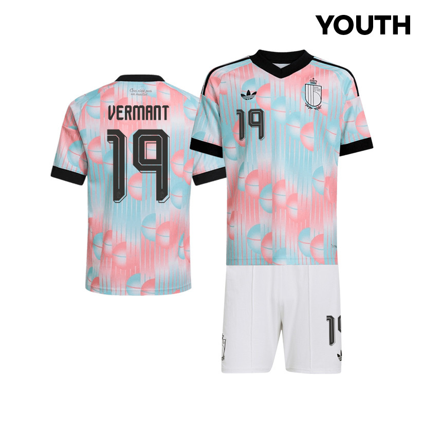 Romeo Vermant 19 Belgium 2026 YOUTH Away Jersey & Shorts Set - Light Blue - Jersey Teams