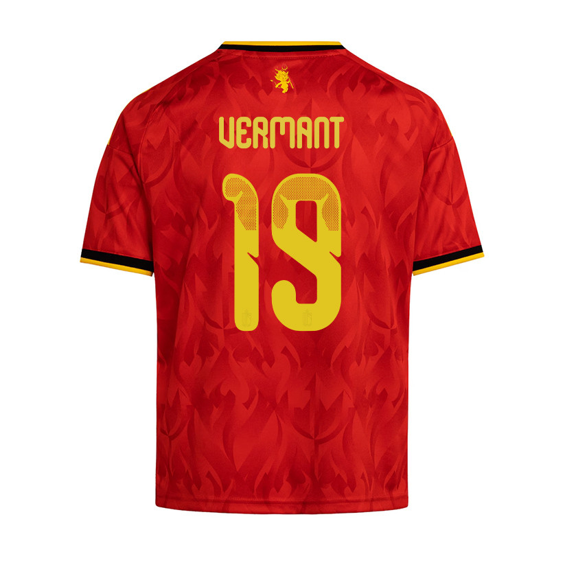 Romeo Vermant 19 Youth Belgium National Team 2026 Home Jersey - Red - Jersey Teams
