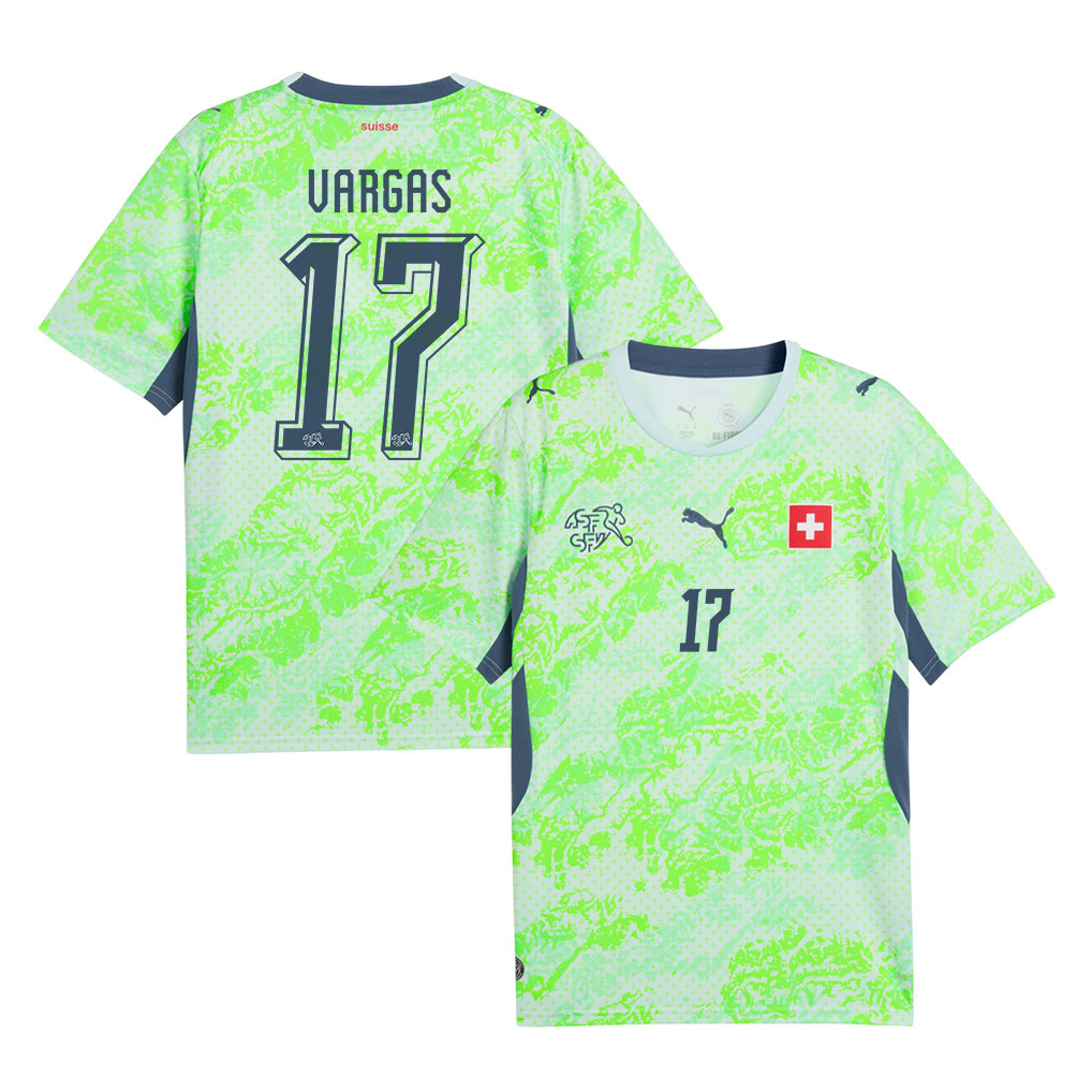 Rubén Vargas 17 Switzerland National Team 2026 Away Jersey - Men, Green - Jersey Teams