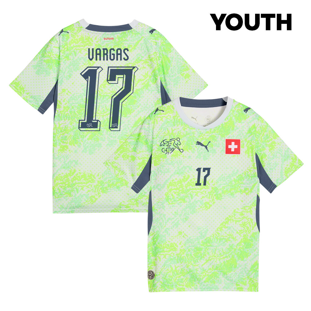 Rubén Vargas 17 Youth Switzerland National Team 2026 Away Jersey - Green - Jersey Teams