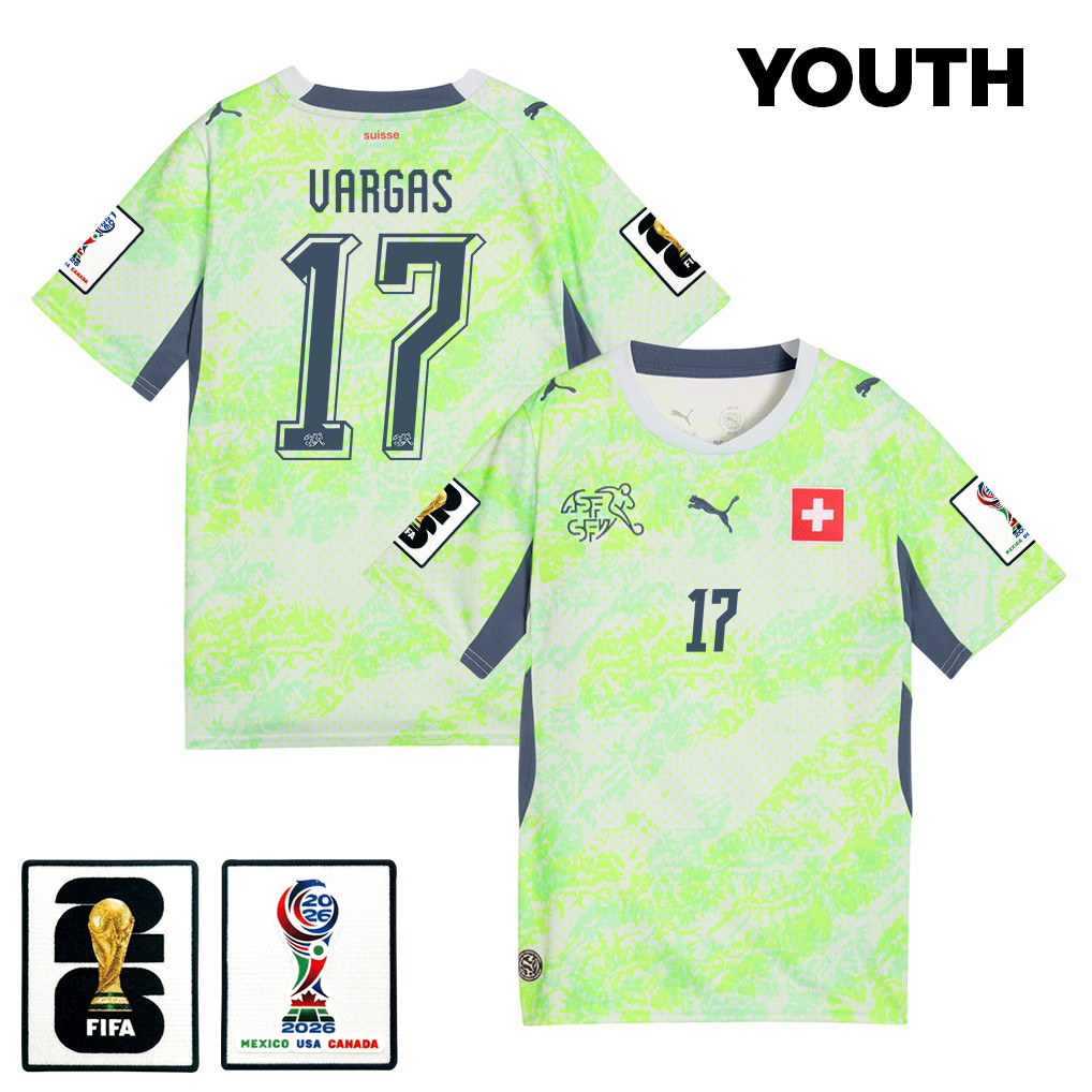 Rubén Vargas 17 Youth Switzerland National Team 2026 Away Jersey - Green - Jersey Teams
