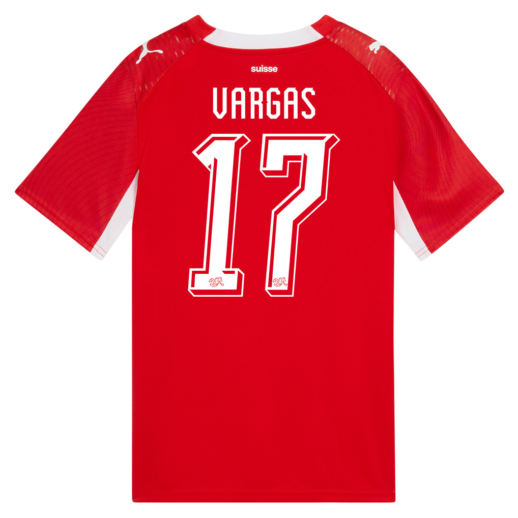 Rubén Vargas 17 Youth Switzerland National Team 2026 Home Jersey - Red - Jersey Teams