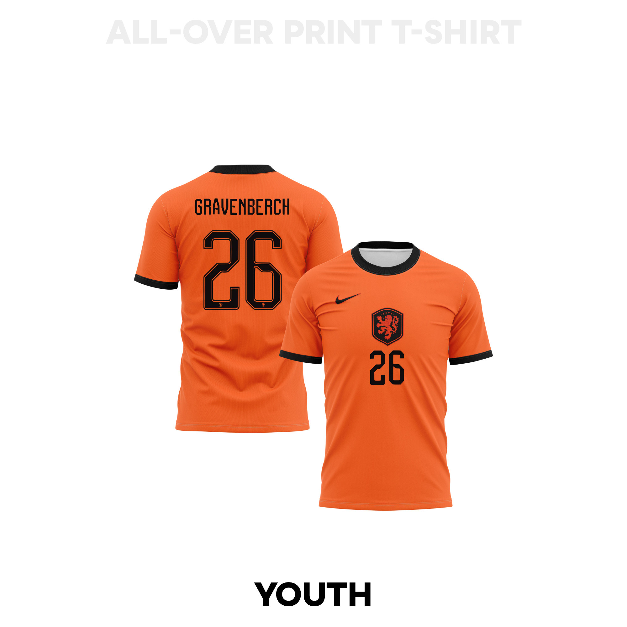 Ryan Gravenberch 26 Youth Netherlands 2026 Home 3D T-shirt Fully Printed – Orange - Jersey Teams