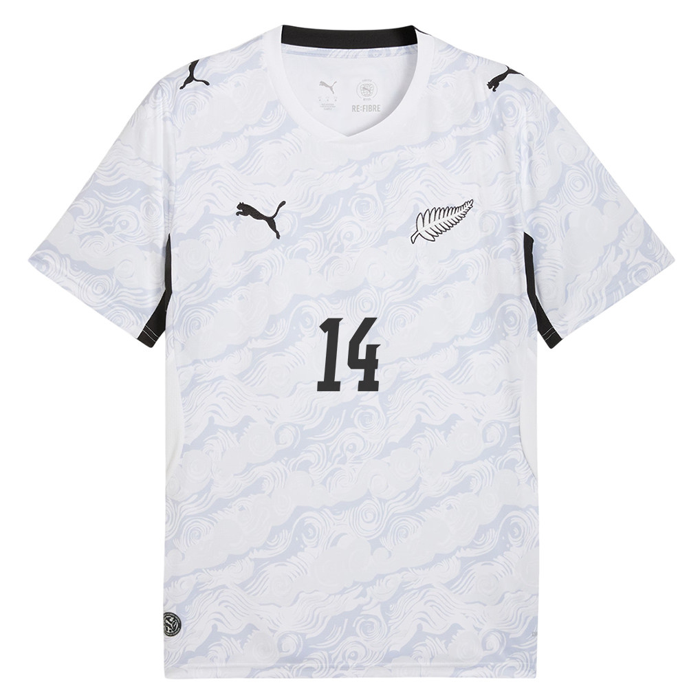 Ryan Thomas 14 New Zealand National Team 2026 Away Jersey - White, Men - Jersey Teams