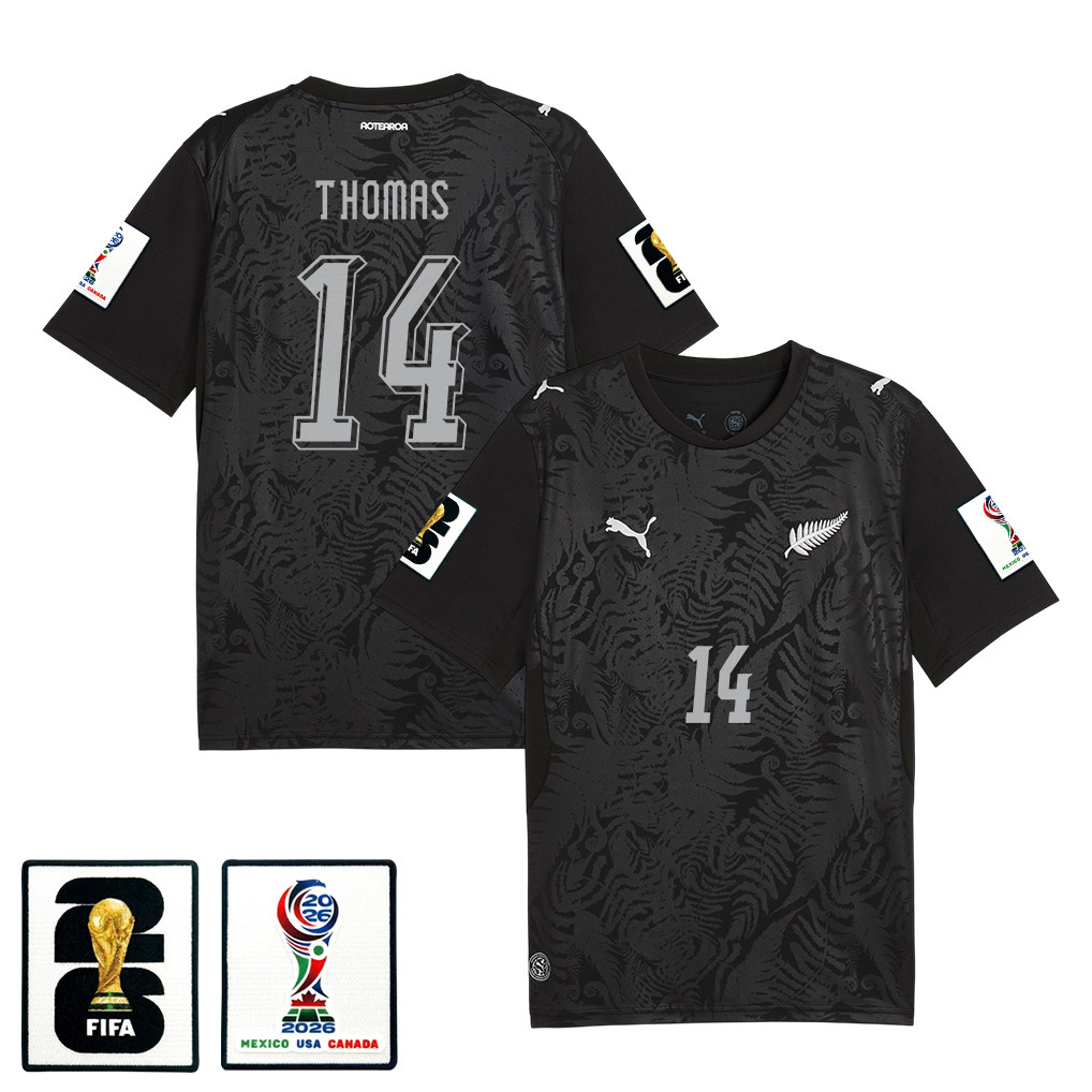 Ryan Thomas 14 New Zealand National Team 2026 Home Jersey - Black, Men - Jersey Teams