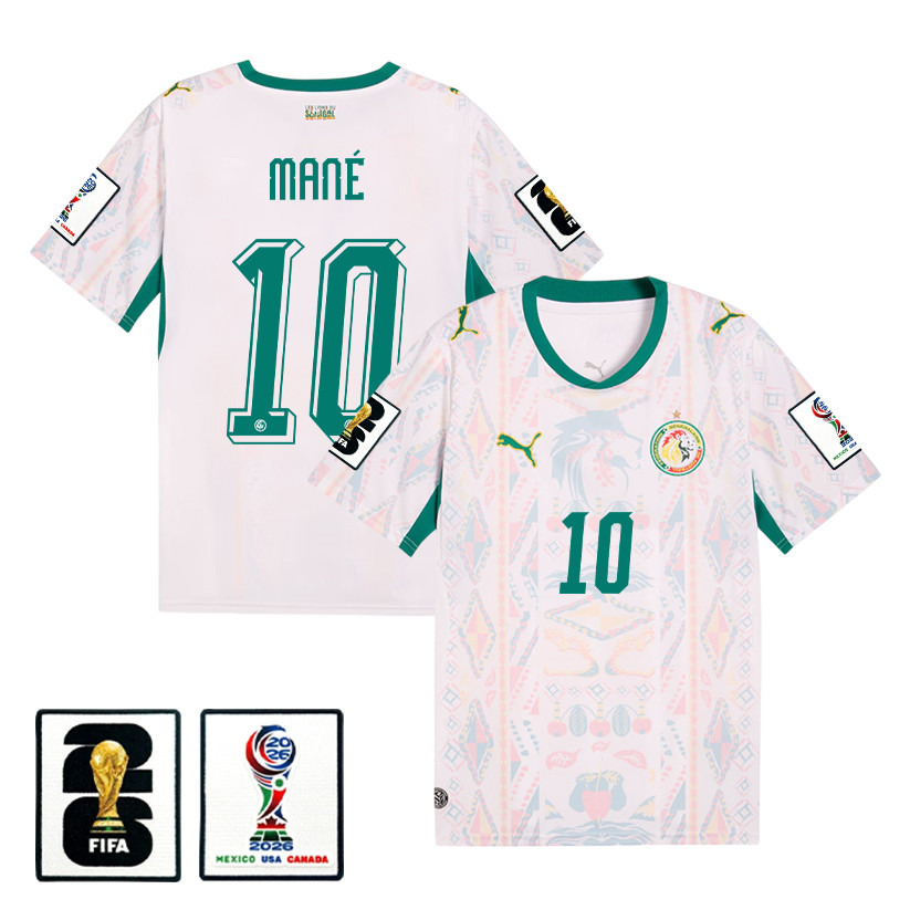 Sadio Mané 10 Senegal National Team 2026 x World Cup Patch Home Jersey - Men, White - Jersey Teams
