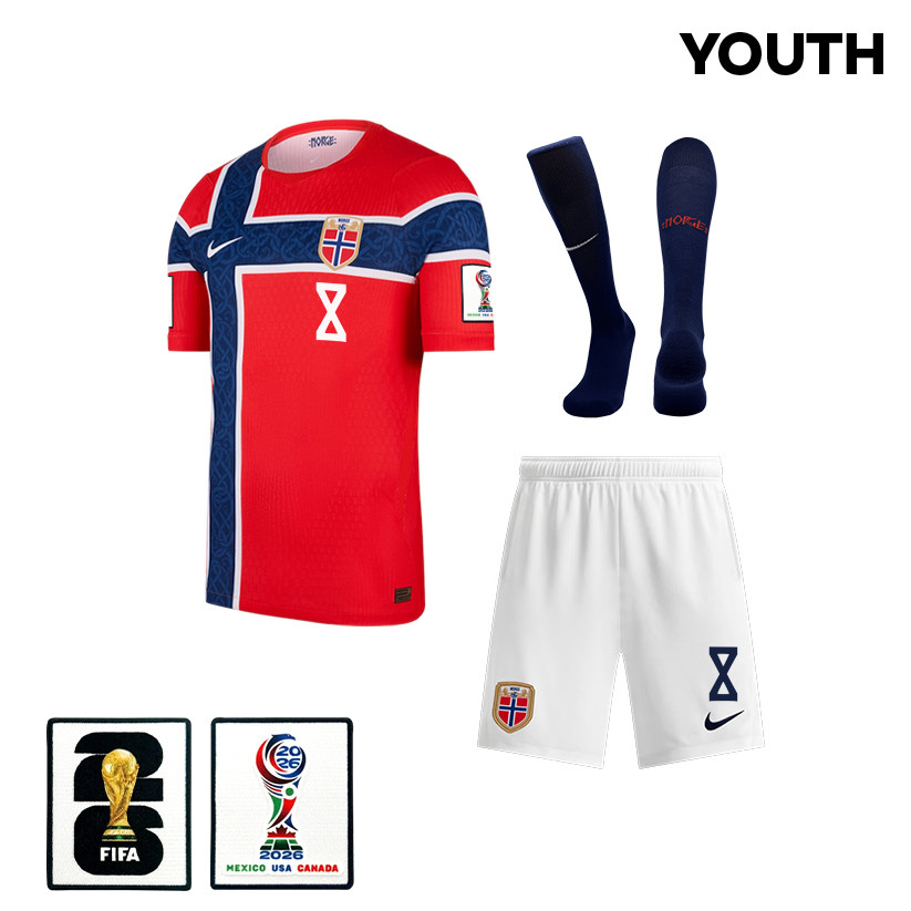 Sander Berge 8 Norway 2026 YOUTH Home Kit Set – Red – Jersey Teams