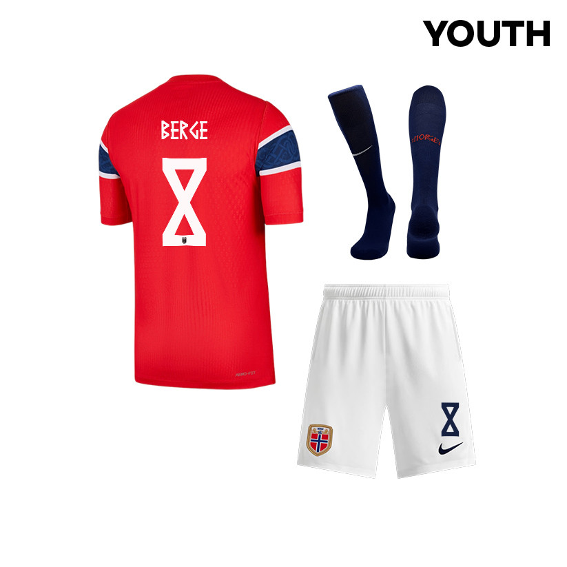 Sander Berge 8 Norway 2026 YOUTH Home Kit Set – Red - Jersey Teams