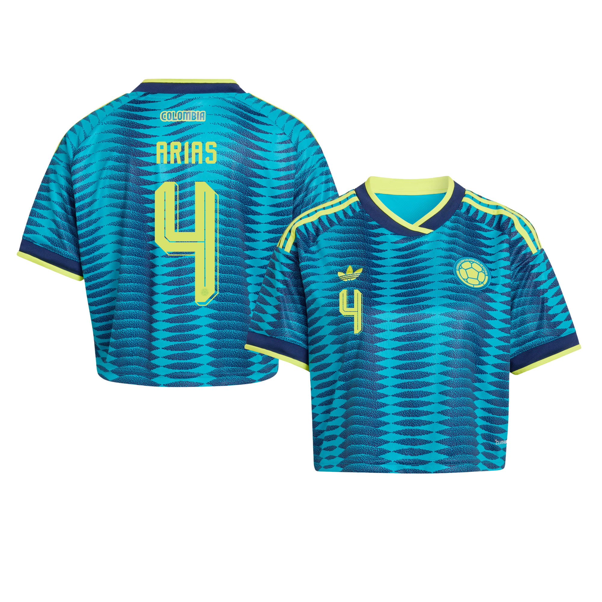 Santiago Arias 4 Colombia 2026 Away Women’s Cropped Jersey - Turquoise - Jersey Teams