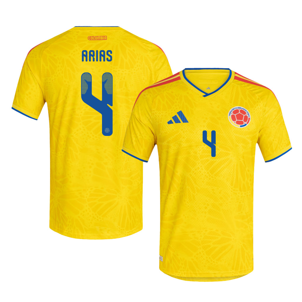 Santiago Arias 4 Colombia National Team 2026 Home Jersey - Yellow, Men - Jersey Teams