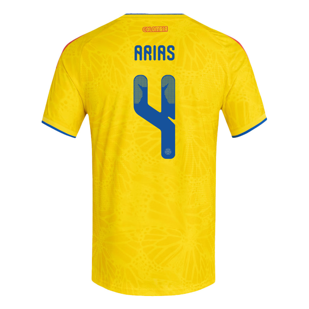 Santiago Arias 4 Colombia National Team 2026 x World Cup Patch Home Jersey - Yellow, Men - Jersey Teams