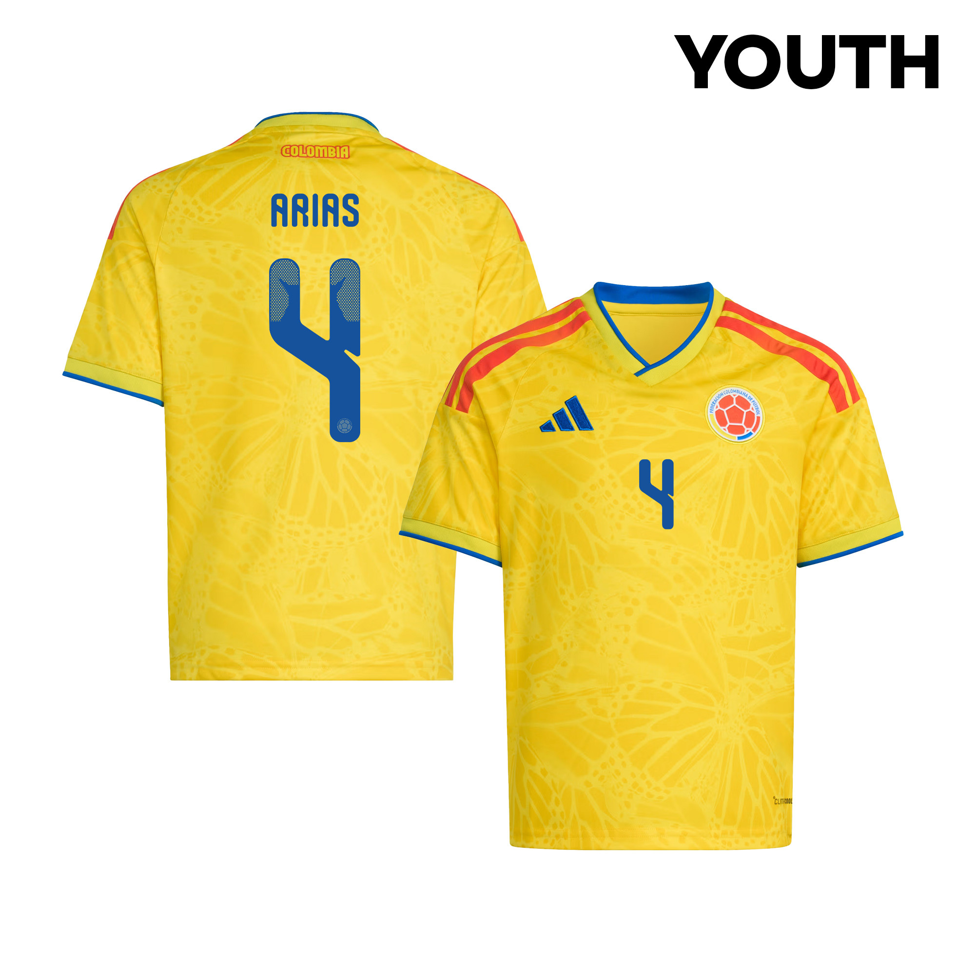 Santiago Arias 4 Youth Colombia National Team 2026 Home Jersey - Yellow - Jersey Teams