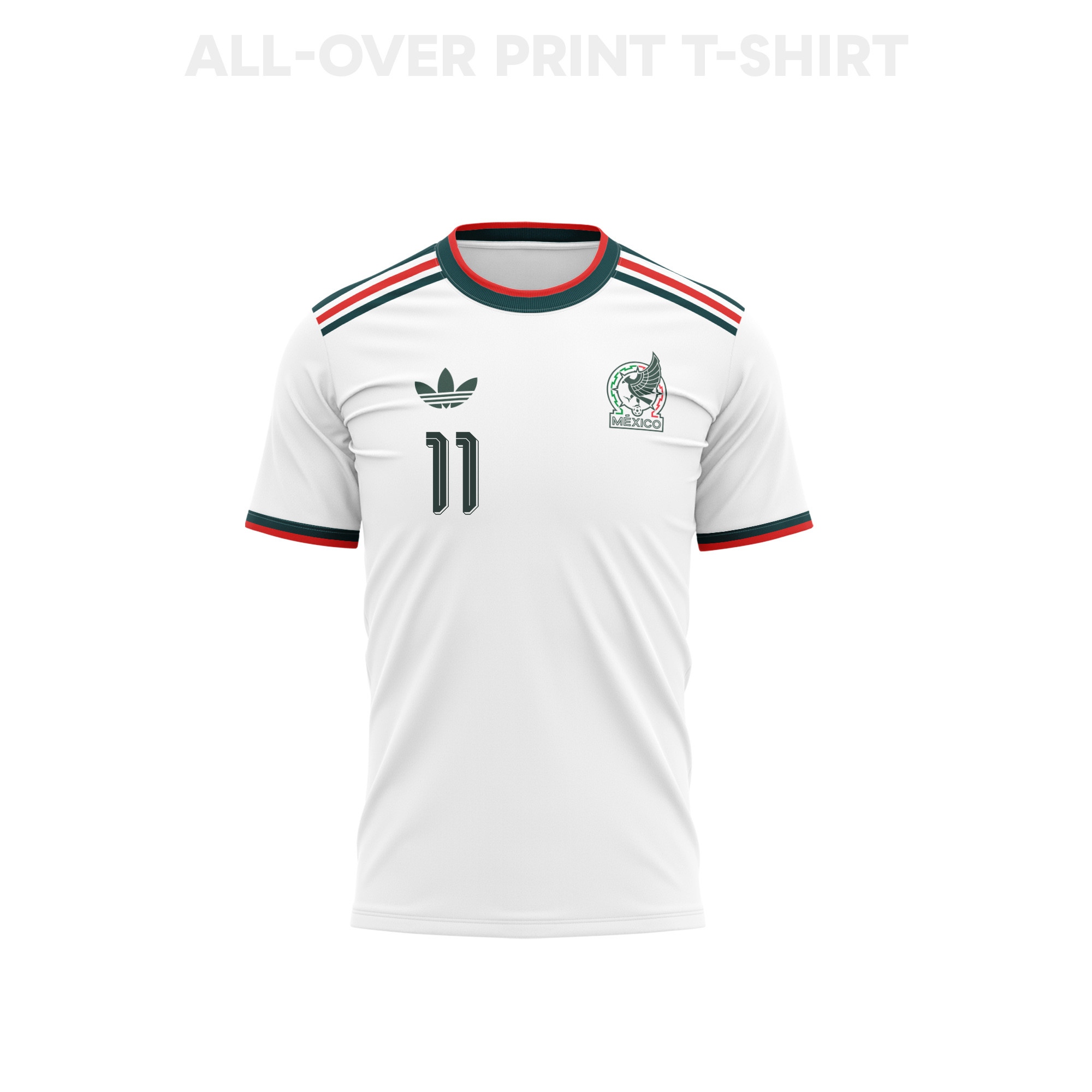 Santiago Giménez 11 Mexico 2026 Away 3D T-Shirt Fully Printed – Unisex, White - Jersey Teams