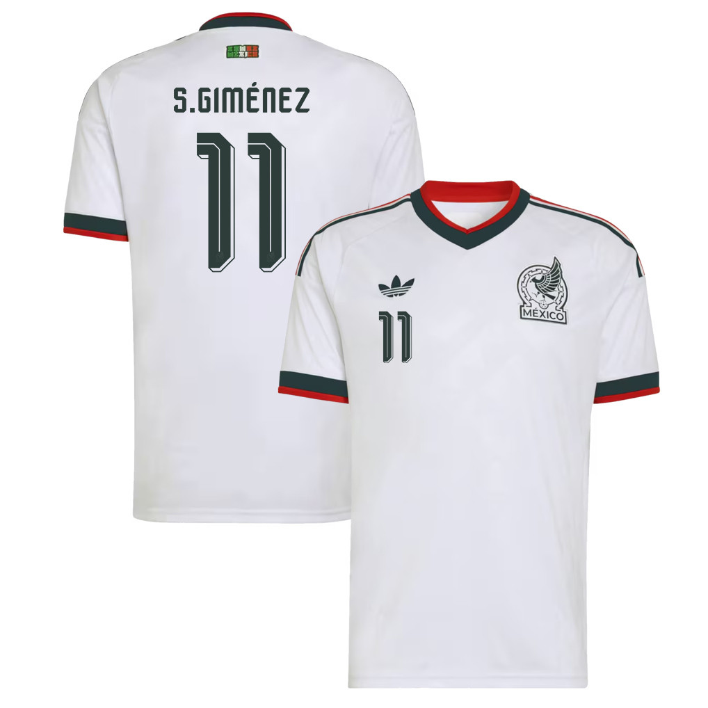 Santiago Giménez 11 Mexico National Team 2026 Away Jersey - White, Men - Jersey Teams