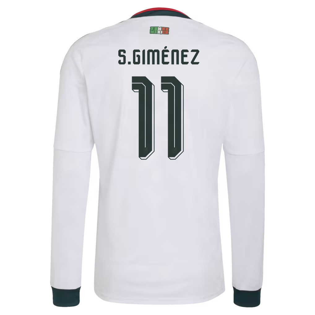 Santiago Giménez 11 Mexico National Team 2026 Away Long Sleeve Jersey - White - Jersey Teams