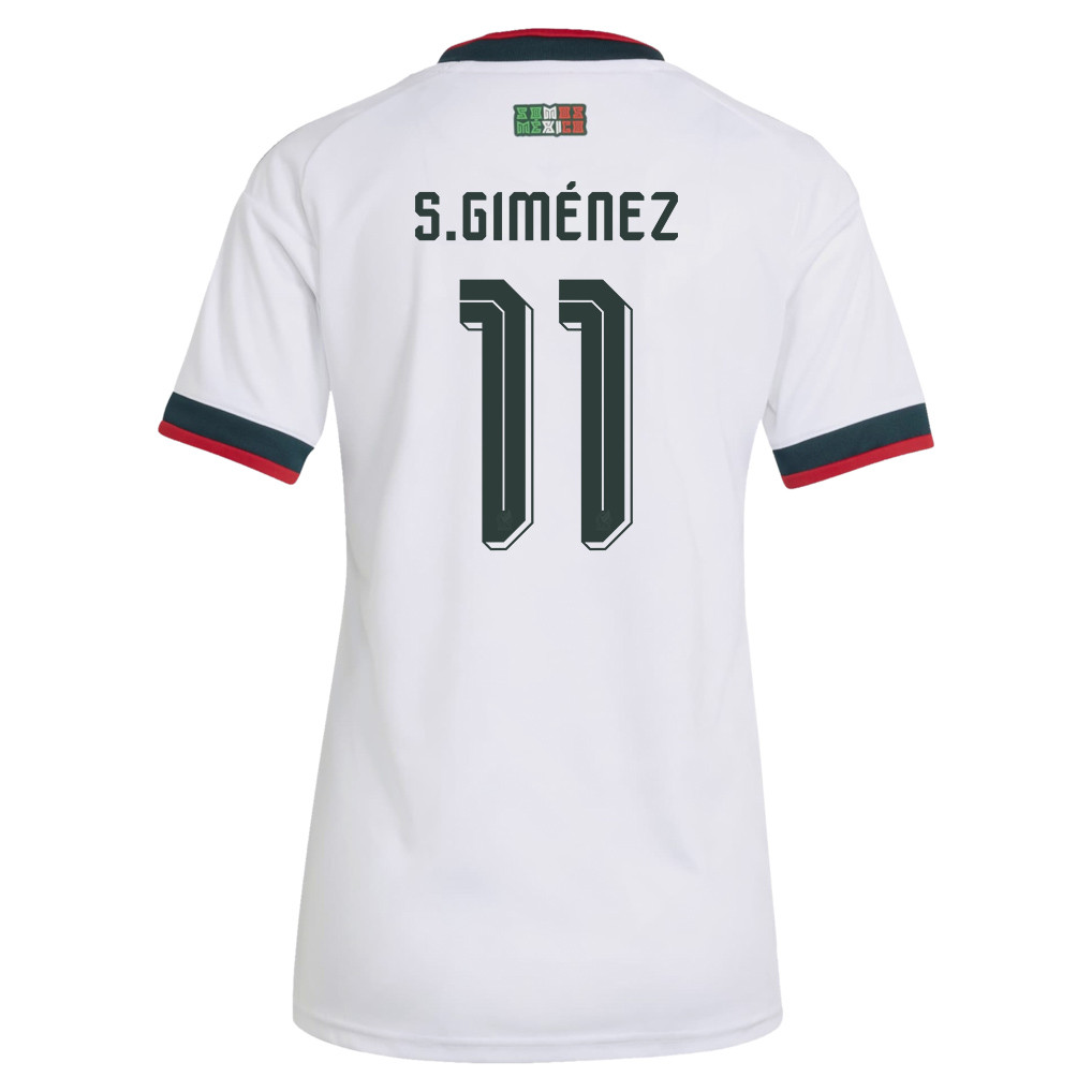 Santiago Giménez 11 Women's Mexico National Team 2026 Away Jersey - White - Jersey Teams