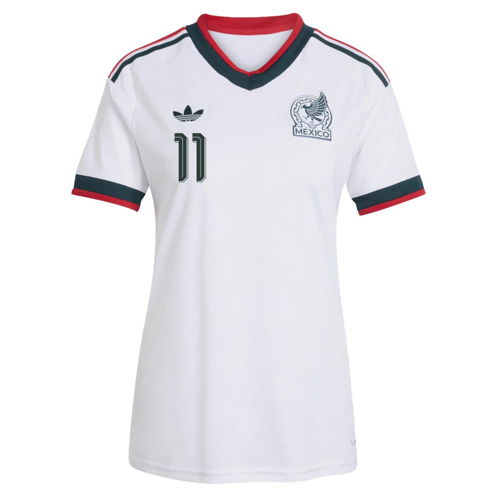 Santiago Giménez 11 Women's Mexico National Team 2026 Away Jersey - White - Jersey Teams