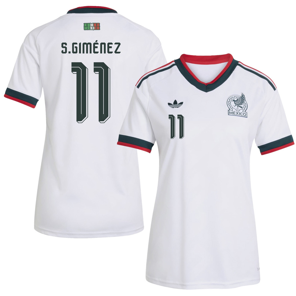Santiago Giménez 11 Women's Mexico National Team 2026 Away Jersey - White - Jersey Teams