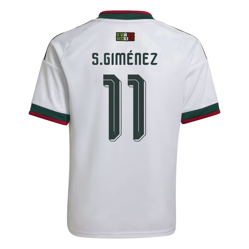 Santiago Giménez 11 Youth Mexico National Team 2026 Away Jersey - White - Jersey Teams