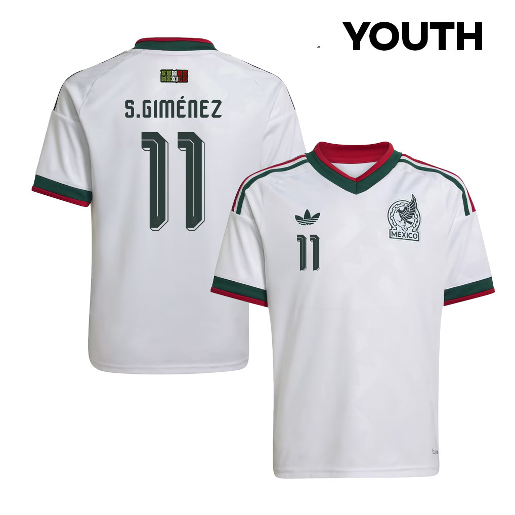 Santiago Giménez 11 Youth Mexico National Team 2026 Away Jersey - White - Jersey Teams