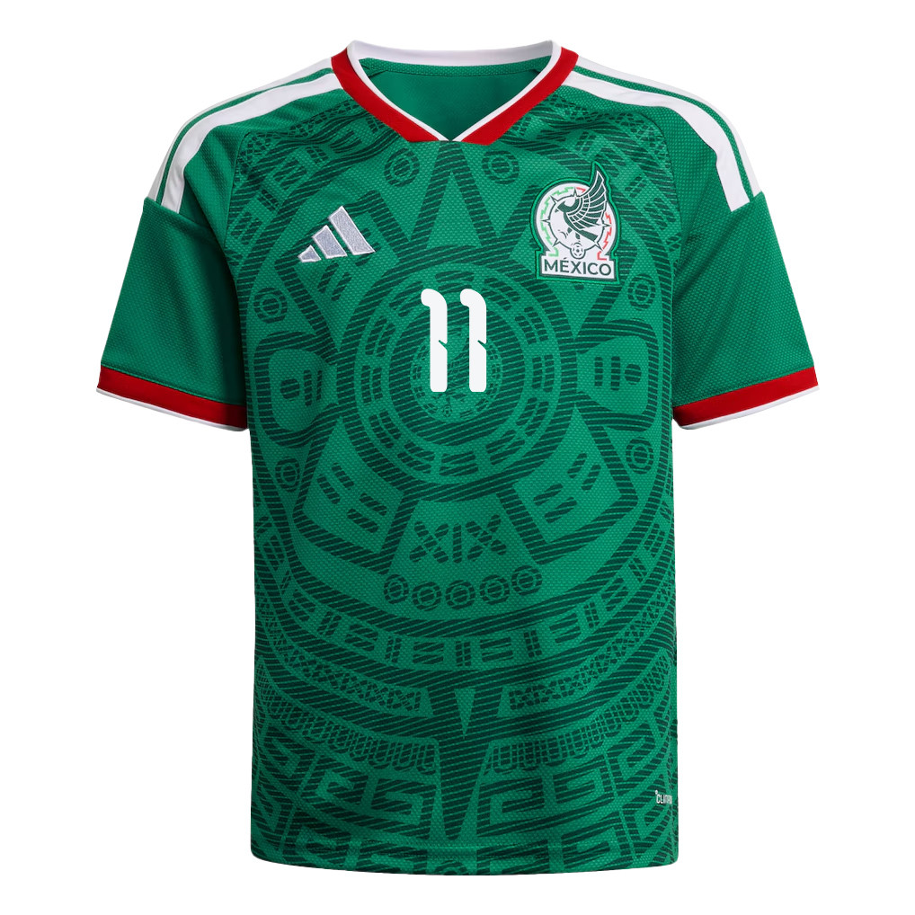 Santiago Giménez 11 Youth Mexico National Team 2026 Home Jersey - Green - Jersey Teams