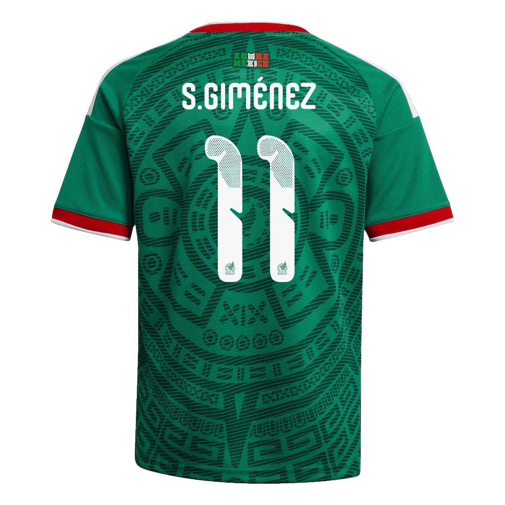Santiago Giménez 11 Youth Mexico National Team 2026 Home Jersey - Green - Jersey Teams