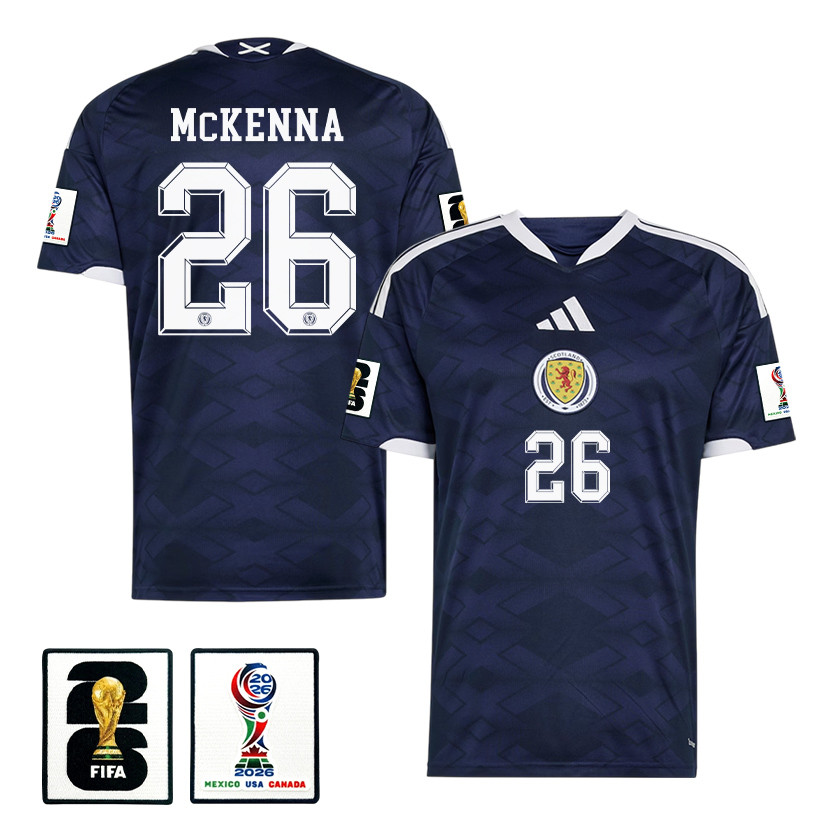 Scott McKenna 26 Scotland National Team 2026 x World Cup Patch Home Jersey - Navy, Men - Jersey Teams