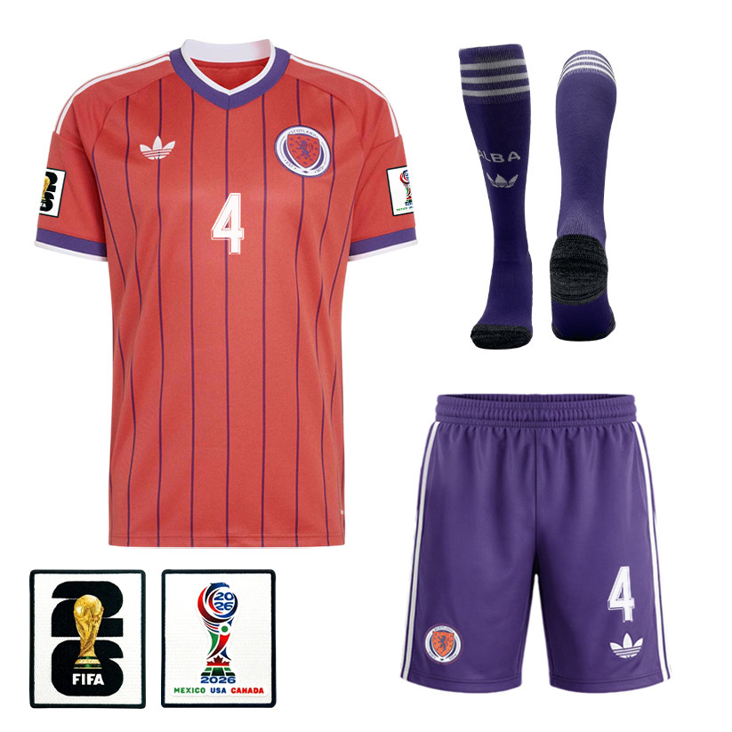 Scott McTominay 4 Scotland 2026 Away Men Kit Set – Red/Purple – Jersey Teams