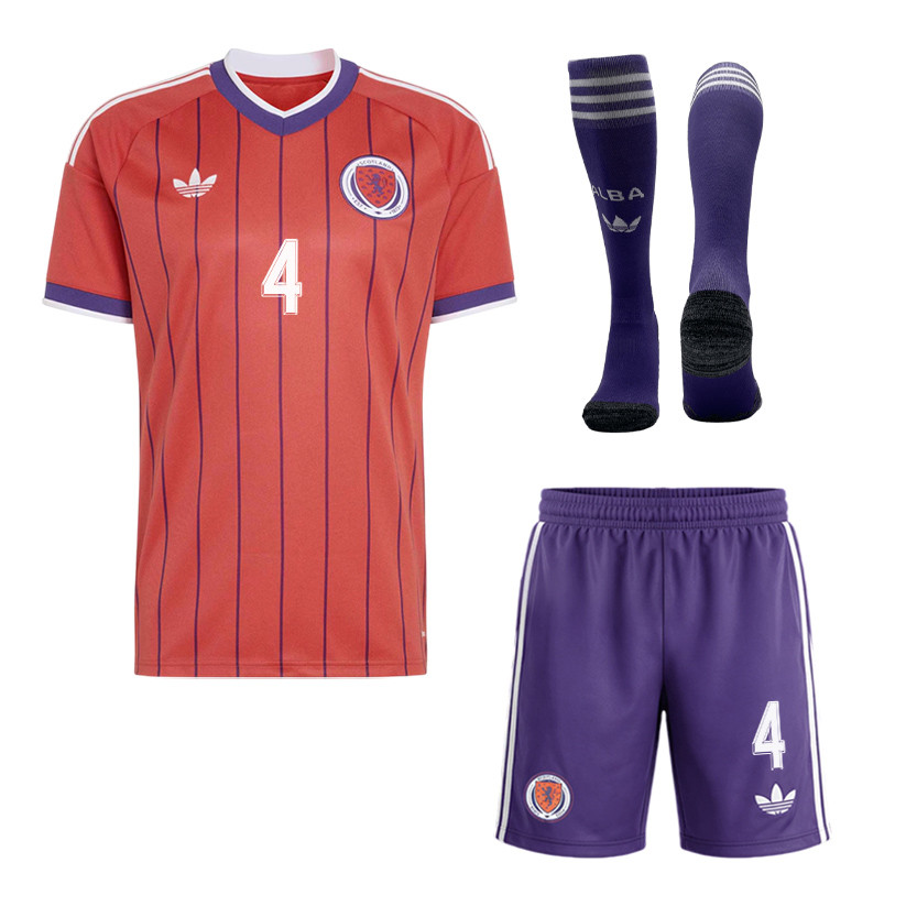 Scott McTominay 4 Scotland 2026 Away Men Kit Set – Red/Purple - Jersey Teams