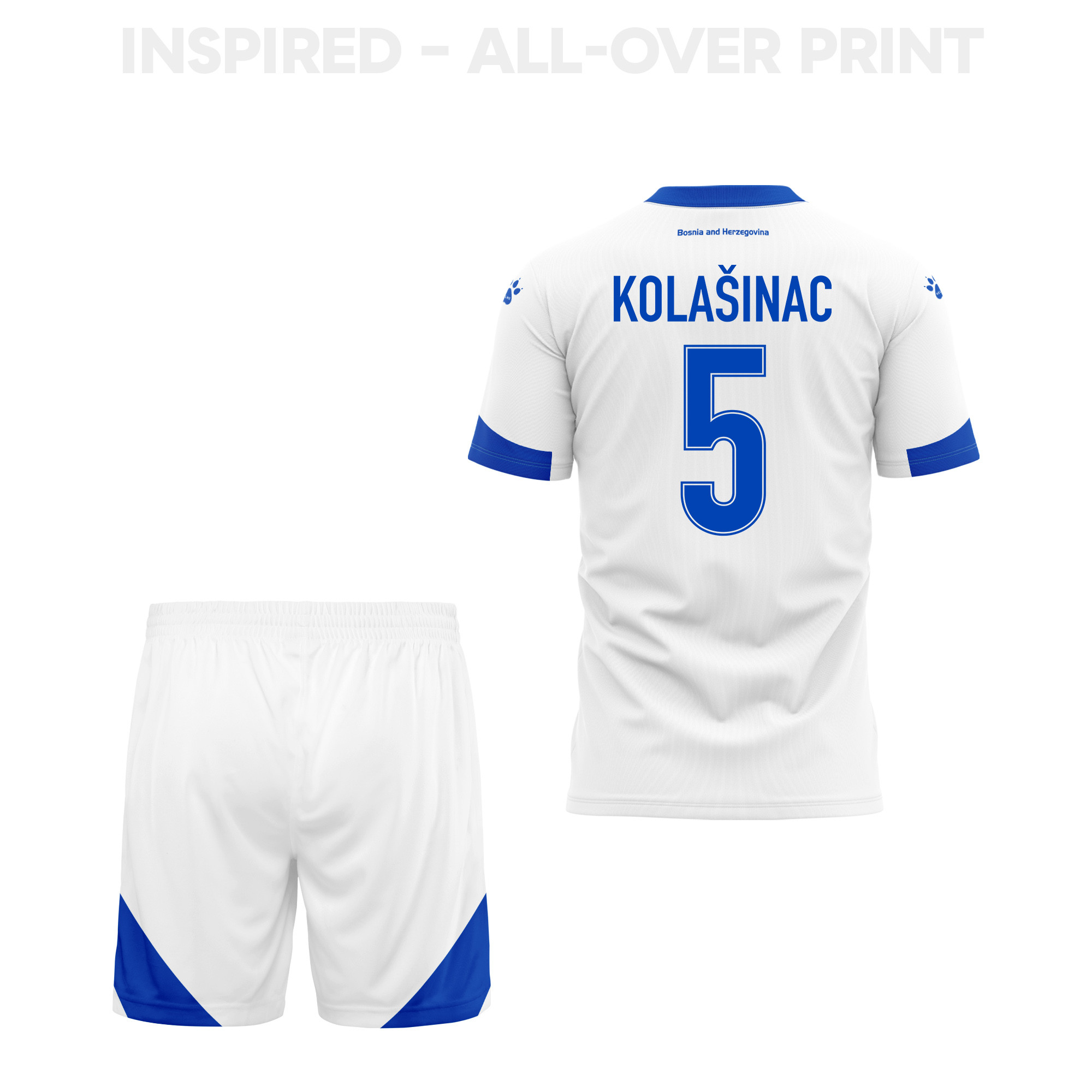 Sead Kolašinac 5 Bosnia and Herzegovina 2026 Away YOUTH Jersey & Shorts Set – White - Jersey Teams