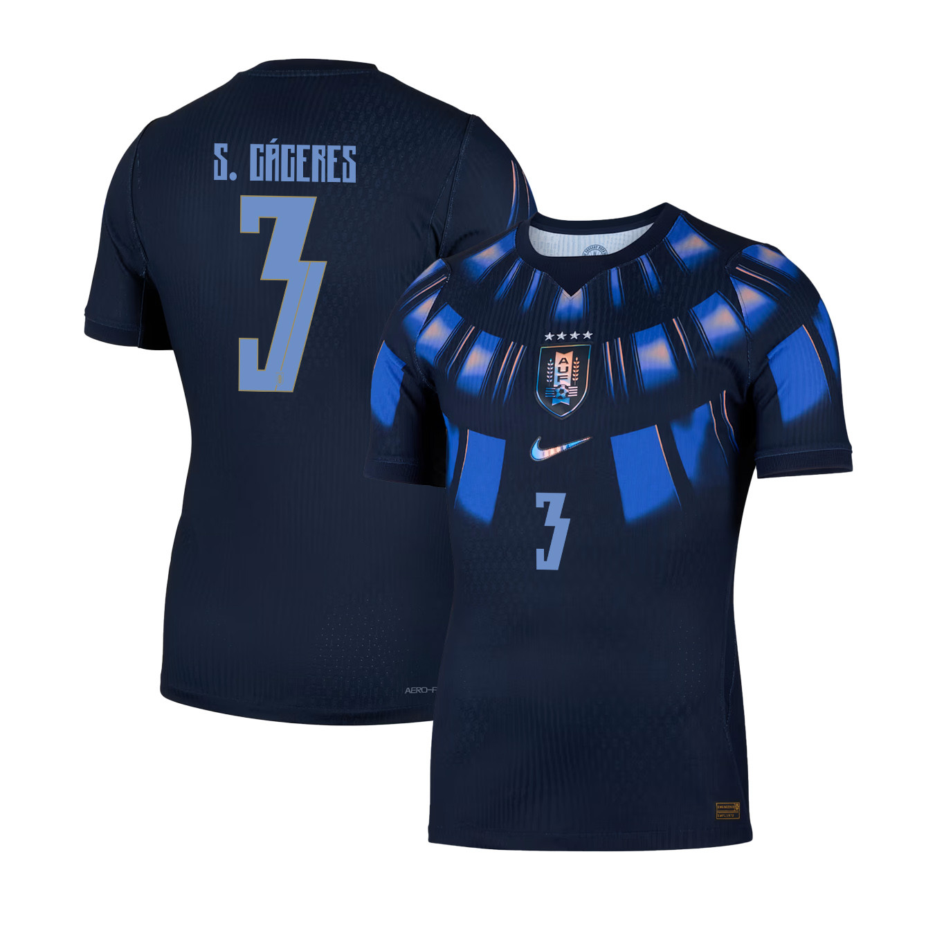 Sebastián Cáceres 3 Uruguay National Team 2026 Away Jersey - Navy, Men - Jersey Teams