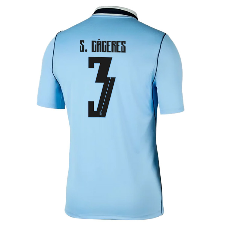 Sebastián Cáceres 3 Uruguay National Team 2026 x World Cup Patch Home Jersey - Blue, Men - Jersey Teams