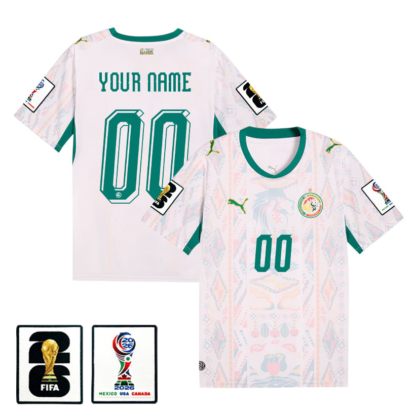 Senegal National Team 2026 x World Cup Patch Home Jersey - Personalized - Men, White - Jersey Teams