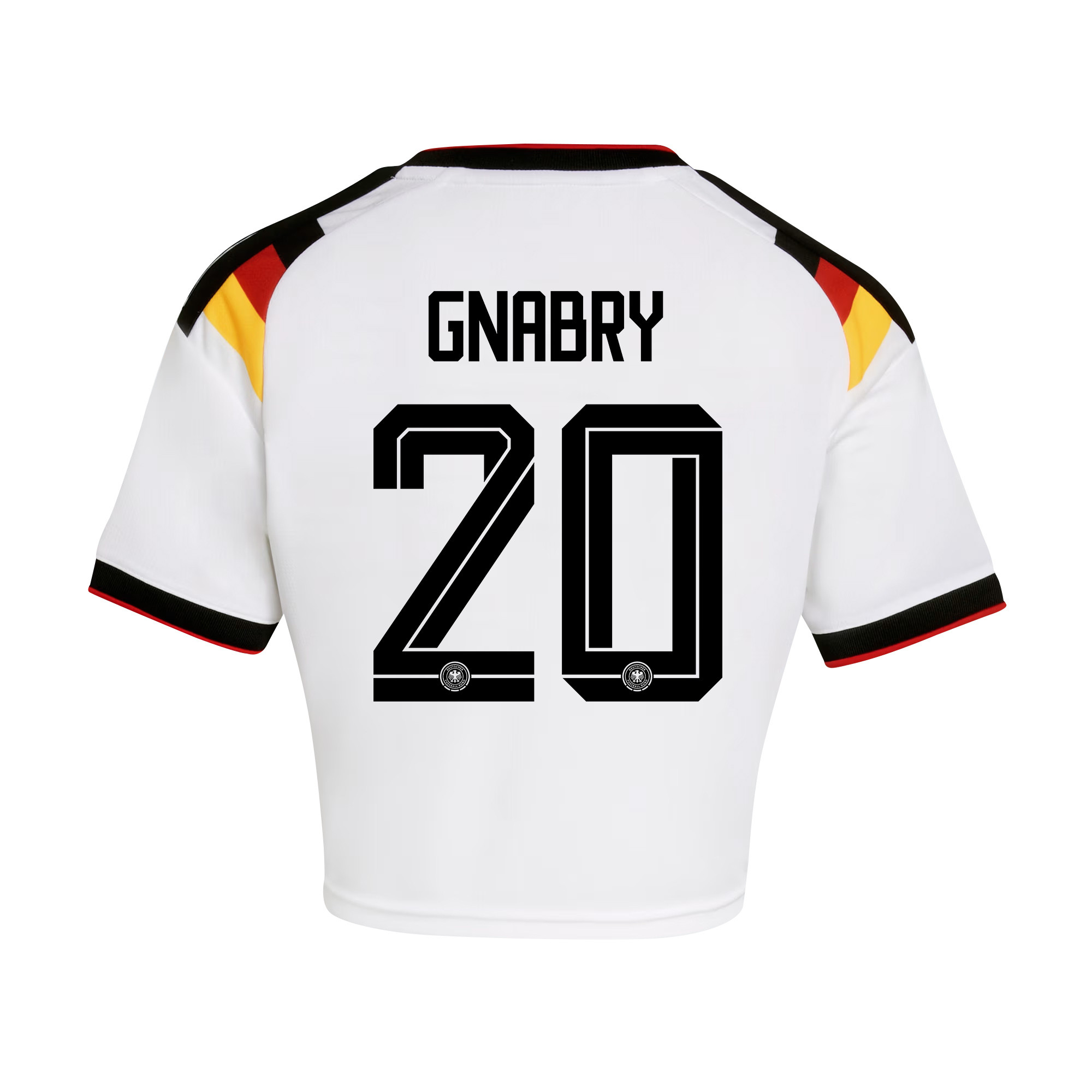 Serge Gnabry 20 Germany 2026 Home Women’s Cropped Jersey - White - Jersey Teams