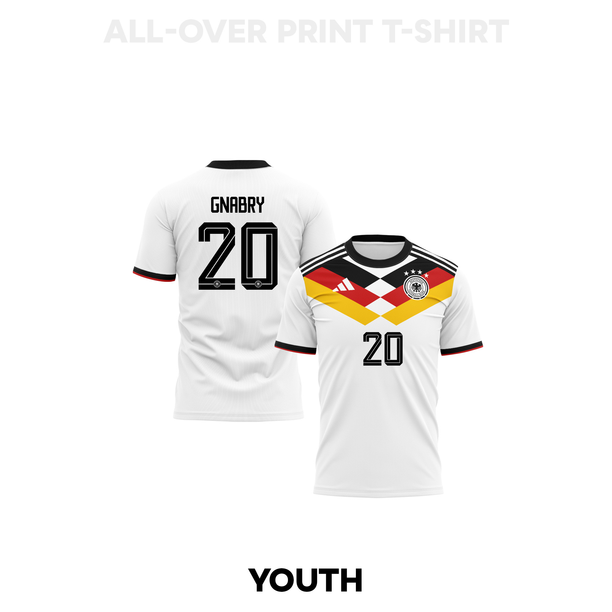 Serge Gnabry 20 Youth Germany 2026 Home 3D T-shirt Fully Printed – White - Jersey Teams