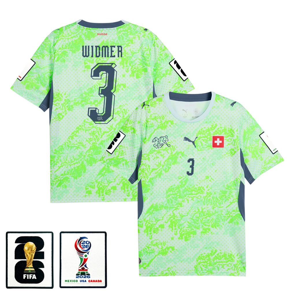 Silvan Widmer 3 Switzerland National Team 2026 x World Cup Patch Away Jersey - Men, Green - Jersey Teams