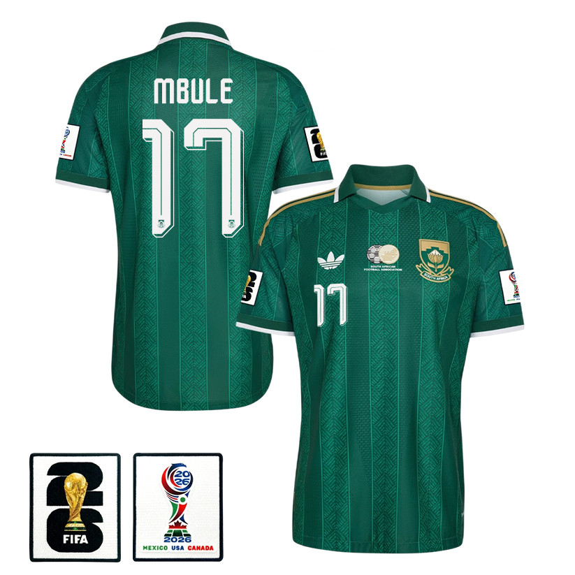 Sipho Mbule 17 South Africa National Team 2026 Away Jersey - Green, Men - Jersey Teams