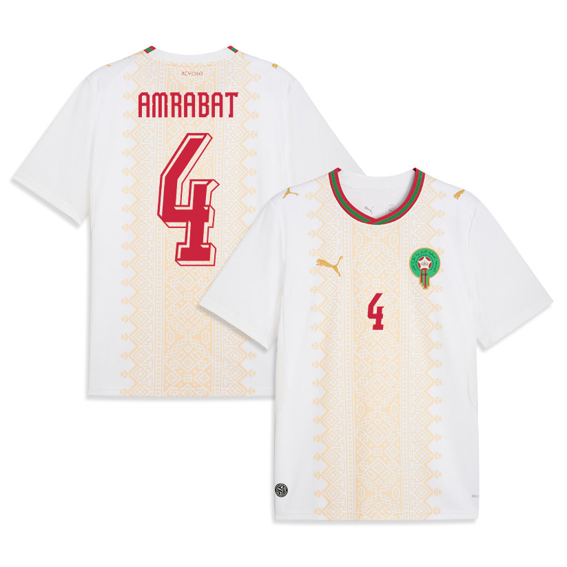 Sofyan Amrabat 4 Morocco National Team 2026 Away Jersey - White, Men - Jersey Teams