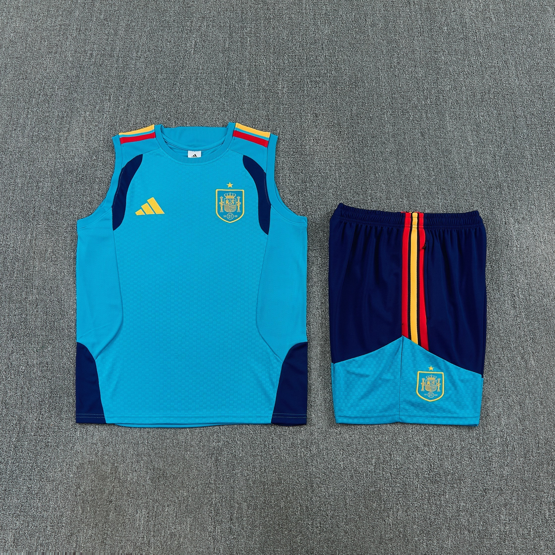 Spain 2026-27 Sleeveless Training Set Men Soccer Kit – Blue - Jersey Teams