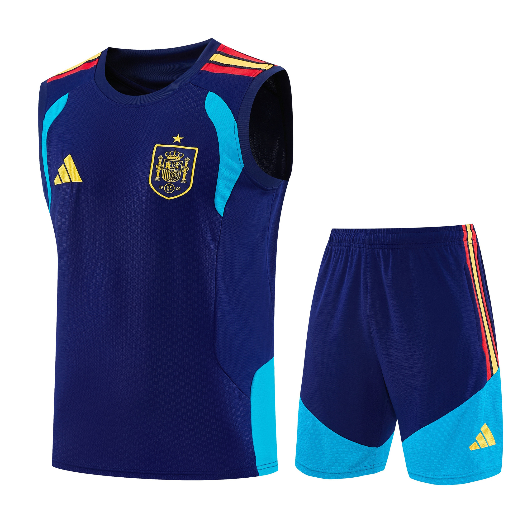 Spain 2026-27 Sleeveless Training Set Men Soccer Kit – Navy Blue - Jersey Teams