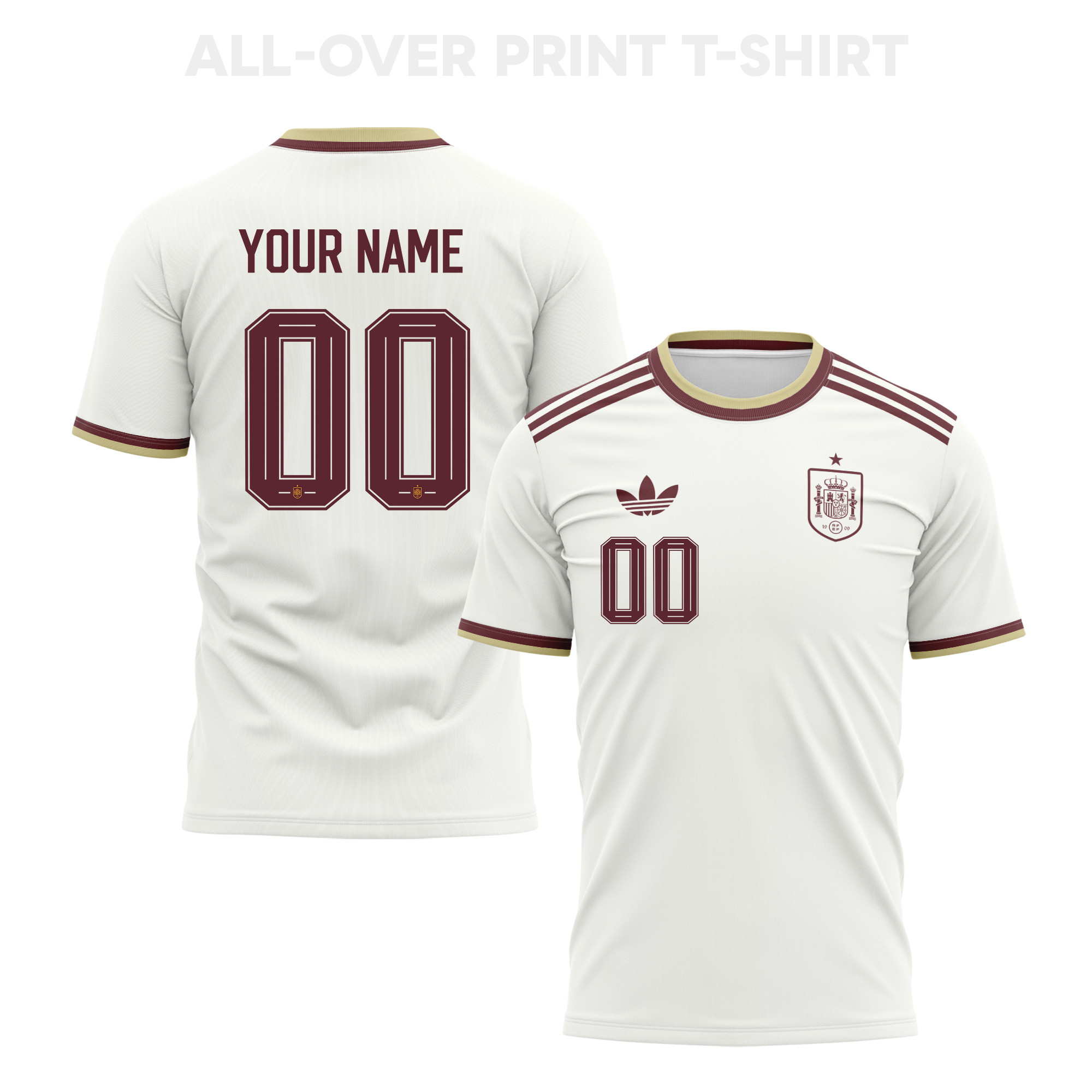 Spain 2026 Away 3D T-Shirt Fully Printed – Personalized – Unisex, White - Jersey Teams