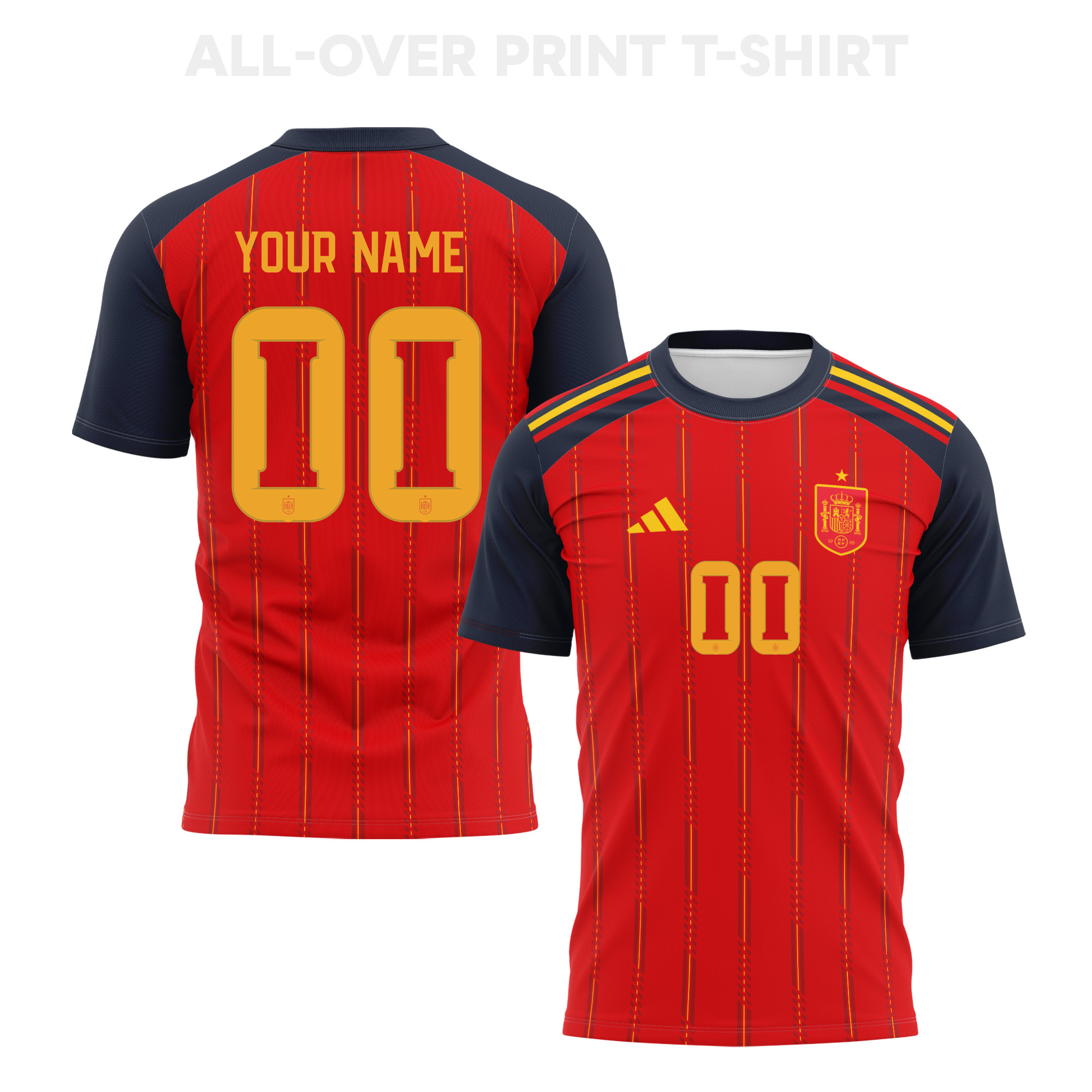 Spain 2026 Home 3D T-Shirt Fully Printed – Personalized – Unisex, Red - Jersey Teams